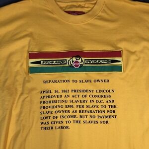 Stop And Think Reparation To Slave Owner XXL yellow Black History T Shirt